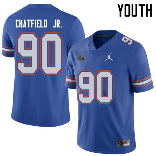 NCAA Florida Gators Andrew Chatfield Jr. Youth #90 Jordan Brand Royal Stitched Authentic College Football Jersey OWM8064QS